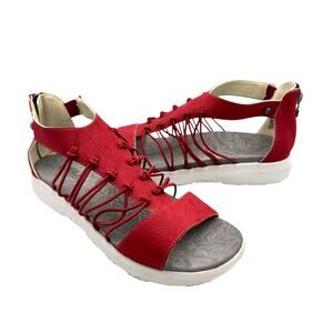 JBU Aruba Red Gladiator Bungee Strappy Open Toe Lightweight Summer Sandals